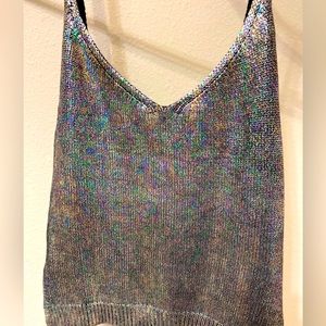 Iridescent tank top. Size S multicolored shimmer. Mermaid Strappy tank.